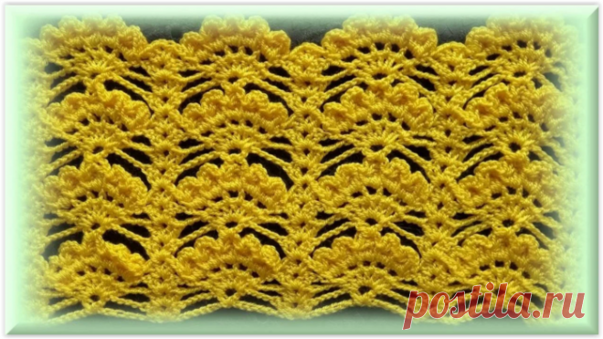 Узор Веера - вяжем крючком (описание, схема)