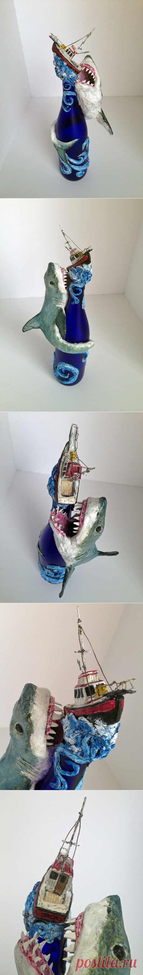Great White Shark sculpture made from wine от WirePaperPasteNPaint