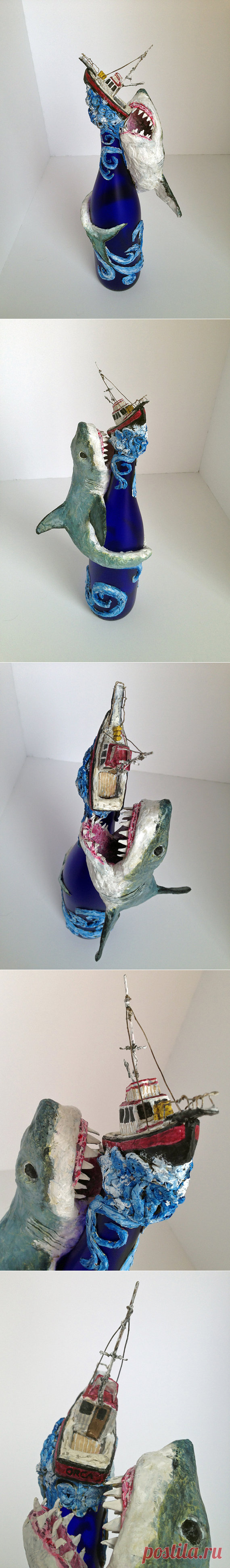 Great White Shark sculpture made from wine от WirePaperPasteNPaint