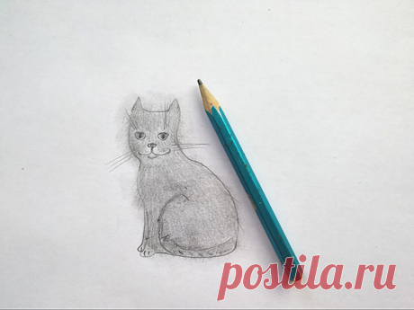 Кот готов. Но я решила его заштриховать карандашом. Так он выглядит более лохматым и пушистеньким.