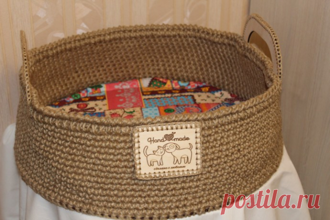 Корзина лежанка из джута ,для кошек и собачек