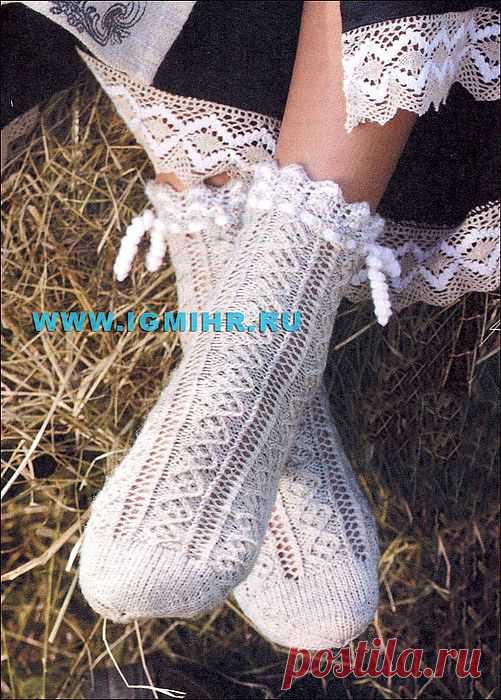 Мягкие ажурные носочки для дамских ножек. Спицы.