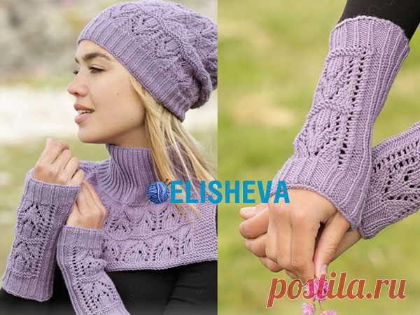 Ажурные митенки от Drops Design: описание вязания спицами и схема