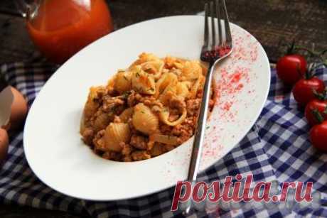 Макароны с фаршем и яйцом на сковороде - 11 пошаговых фото в рецепте