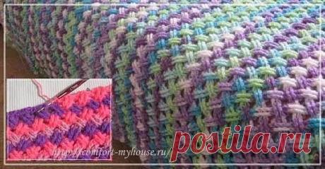 Красивый плед узором из рельефных перекрещенных столбиков (Вязание крючком) | Журнал Вдохновение Рукодельницы