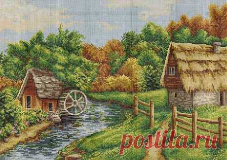 Селска воденица (вышивание крестом, схема)