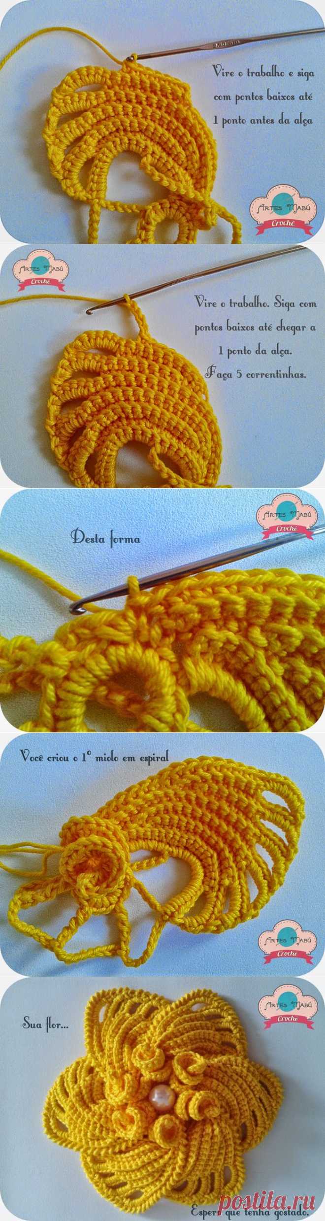 Irish crochet &: Amarilis Цветок для ИК step by step