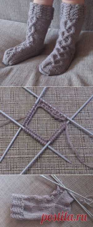 Вязаные гольфы с косами