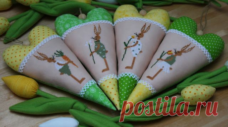 Текстильные тильды-сердечки от Юлии Schilles.