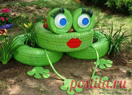 Цветник "Царевна-лягушка" из старых шин своими руками!