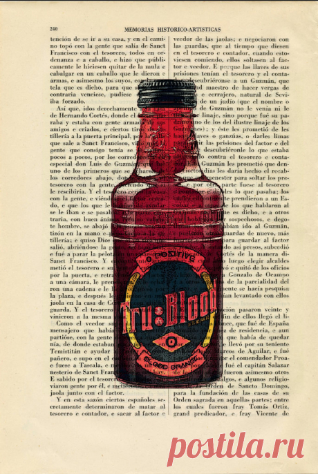 True Blood Bottle Art Print vampire art TV serie Art halloween