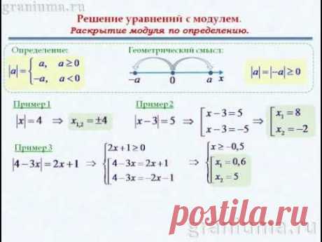 Уравнения с модулем. (раскрытие по определению) 8 класс
