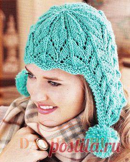 Женская вязаная шапка с ушками | DAMские PALьчики. ru