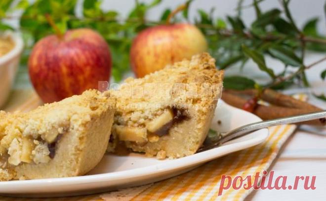 Пирог с яблоками из песочного теста "Кисельные берега" | Все Блюда