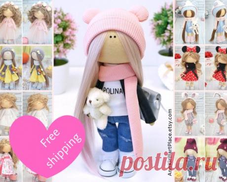 Handmade Interior Doll with Toy by Master Kristina Hello, dear visitors! This is handmade cloth doll created by Master Kristina (Vladivostok, Russia). All dolls stated on the photo are mady by artist Kristina. You can find them in our shop searching by artist name: