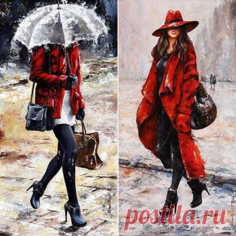 Леди в красном \художник Emerico Imre Toth
