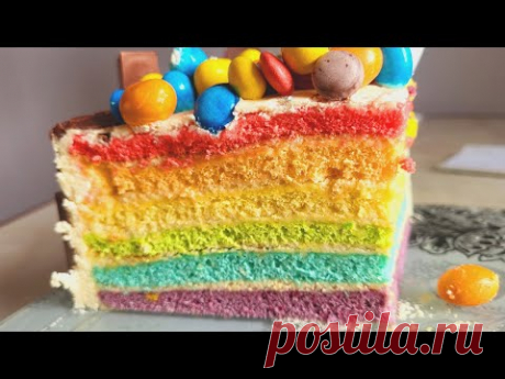 На основе НИЖНЕЙШЕГО Рецепта| Радужный торт | Яркие цвета | Легкий крем | Кексик
