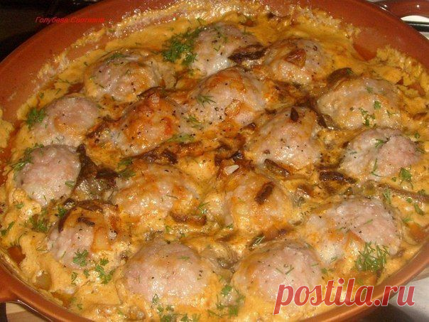 Мясные тефтельки в томатно-грибном соусе!