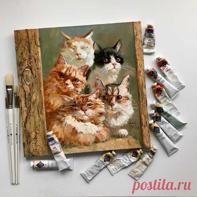Портрет кошки маслом