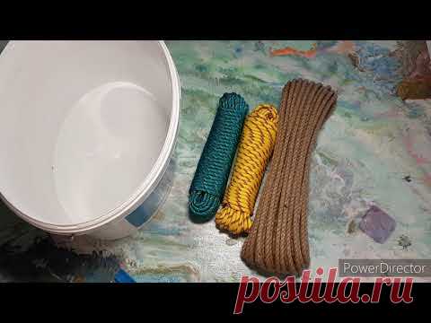 Корзина из пластикового ведра и джута!