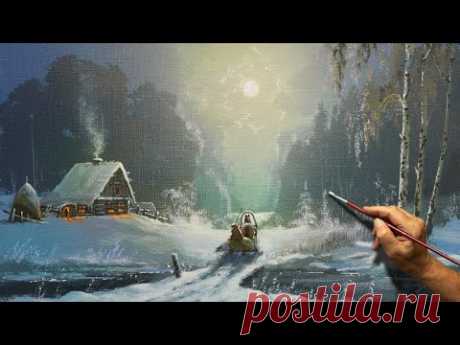 &quot;Winter Evening&quot; Acrylic painting. Artist - Viktor Yushkevich. #190