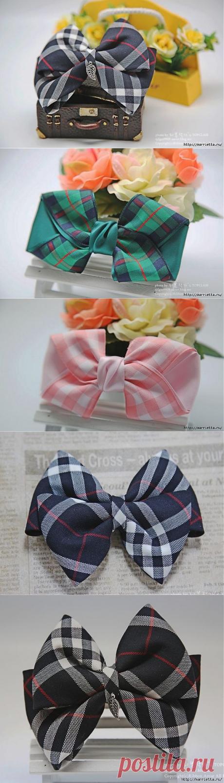 Бантики в клеточку а-ля Burberry. Украшения своими руками.