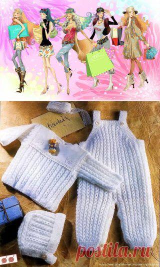 Вяжем спицами нарядный комплект для малыша | Подружки