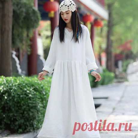 Romantic Cotton V-Neck Summer Dress - Stylish Gift for Her - – Thebesttailor