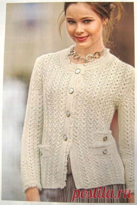 Жакет в стиле Шанель спицами схема и описание. Связать стильній жакет спицами | Домоводство для всей семьи.