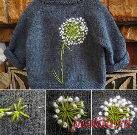 Свитер с одуванчиком (DIY) Модная одежда и дизайн интерьера своими руками