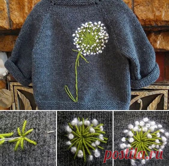 Свитер с одуванчиком (DIY) Модная одежда и дизайн интерьера своими руками