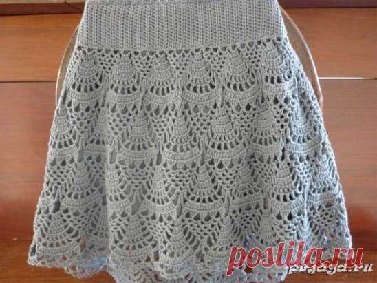 Ажурная юбка
Описание работы: http://prjaga.ru/vyazanie-dlya-zhenshchin/yubki-shorty-shtany/yubka-vyazanaya-kryuchkom-shema