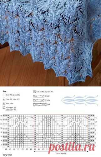 Ажурный палантин спицами схема. Палантин с красивым узором спицами схема | Домоводство для всей семьи