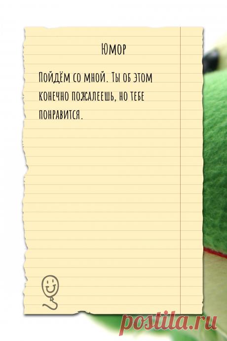 Цитата про «Юмор» — Пойдём со мной. Ты об этом конечно пожалеешь, но…