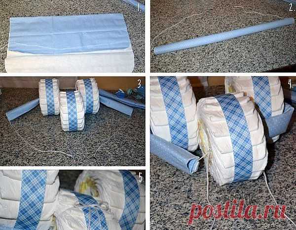 ♥  Мальчику - милый   "мотоцикл"  из подгузников 
    (фото - 2)