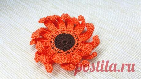 Вязаный крючком цветок календулы. Мастер-класс с фото. | Повязули. Вязание крючком и вязание С2С. | Яндекс Дзен