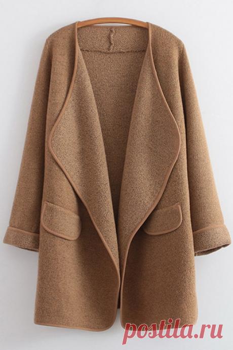Golilla Solid Color Long Sleeve Cardigan KHAKI: Sweaters | ZAFUL