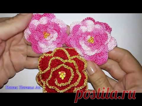 Объемный цветок крючком - Мастер-класс + идеи применения (в конце)