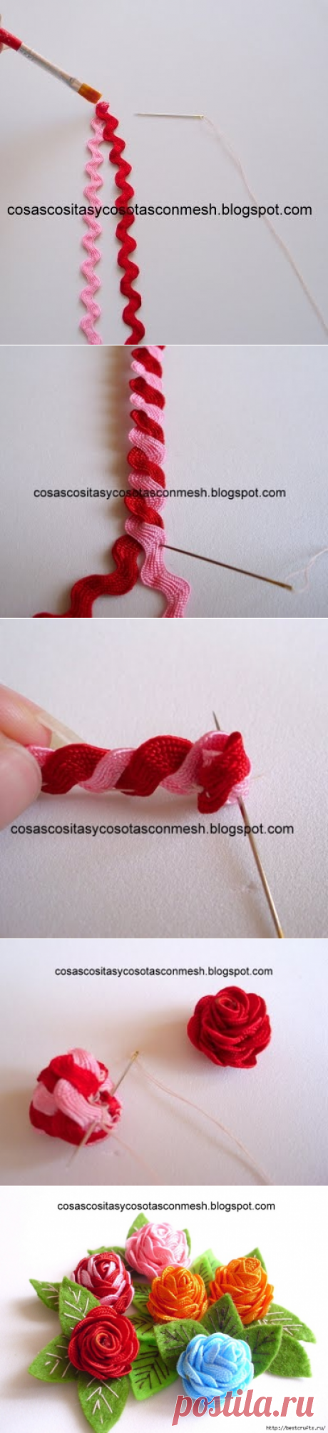 Розочки из зигзагообразной тесьмы — Сделай сам, идеи для творчества - DIY Ideas