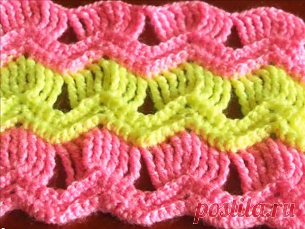 Очень красивый узор. Вяжем плед крючком. Видео - урок