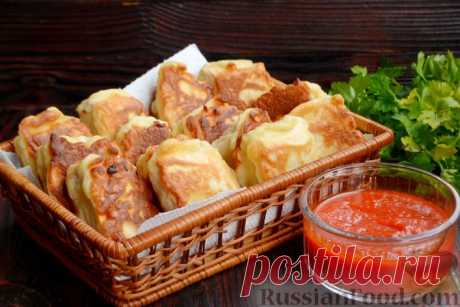 Рецепт: Рулетики из лаваша с куриным фаршем, в кляре на RussianFood.com