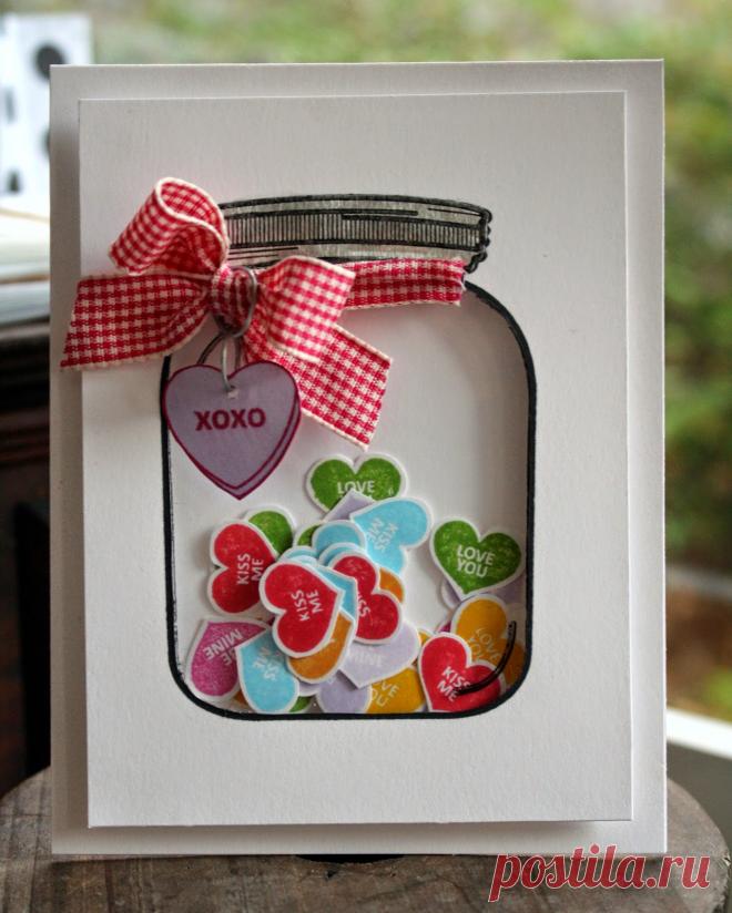 Создать: конфеты сердца шейкер карта
