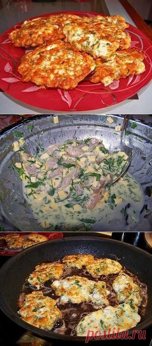 Куриные оладьи с сыром на кефире