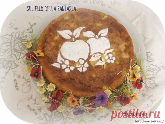 Яблочный пирог. Простой рецепт, но очень оригинальное оформление.