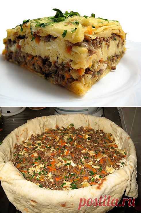 Мясной пирог из тонкого лаваша - | готовим сами