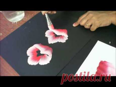 One Stroke Painting- Tutorial 8 How to paint half/folded flowers with 3d effect