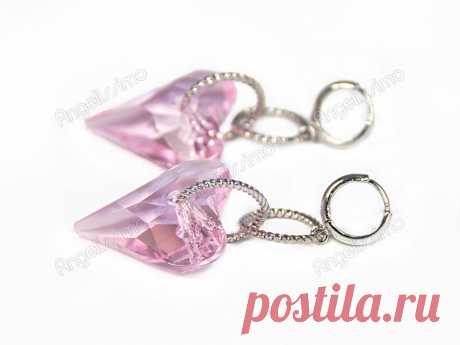 Серьги из брасса с кристаллами Swarovski в форме сердец