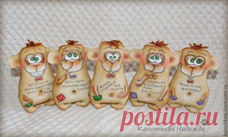 Купить Обезьяны кофейные - коричневый, кофейные позитивчики, кофейные игрушки, примитивная игрушка, примитивы, обезьяна