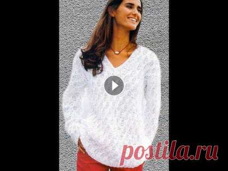 Белый Ажурный Пуловер Спицами - 2019 / White Openwork Pullover Knitting needles Белый Ажурный Пуловер Спицами - 2019 / White Openwork Pullover Knitting needles...