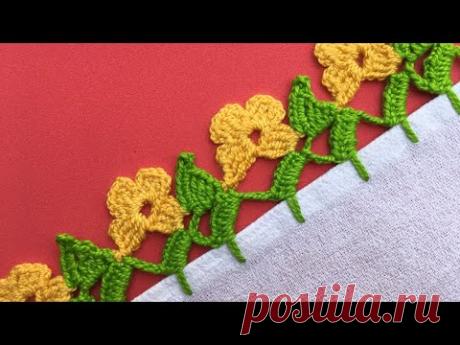 🧵PUNTILLA FACIL PARA MANTEL 🌹 ORILLA DE FLORES  TEJIDA PARA SERVILLETA